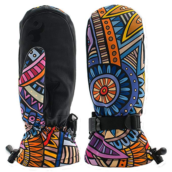 Colorful Waterproof Insulated Ski Mittens for Women or Big Girls