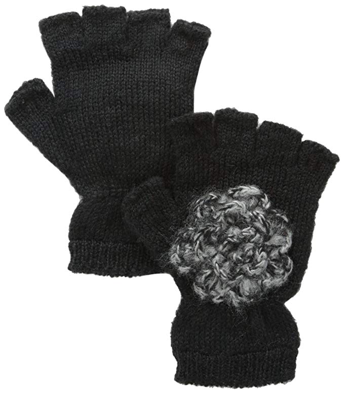 San Diego Hat Company Women's Knit Fingerless Glove with Crochet Flower