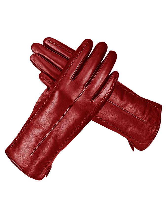 Hamour Women's Winter Touchscreen Driving Nappa Leather Gloves Cashmere Linning