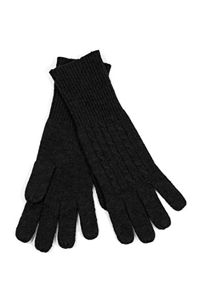 Fishers Finery Women's 100% Pure Cashmere Gloves, featuring Cable Knit Design