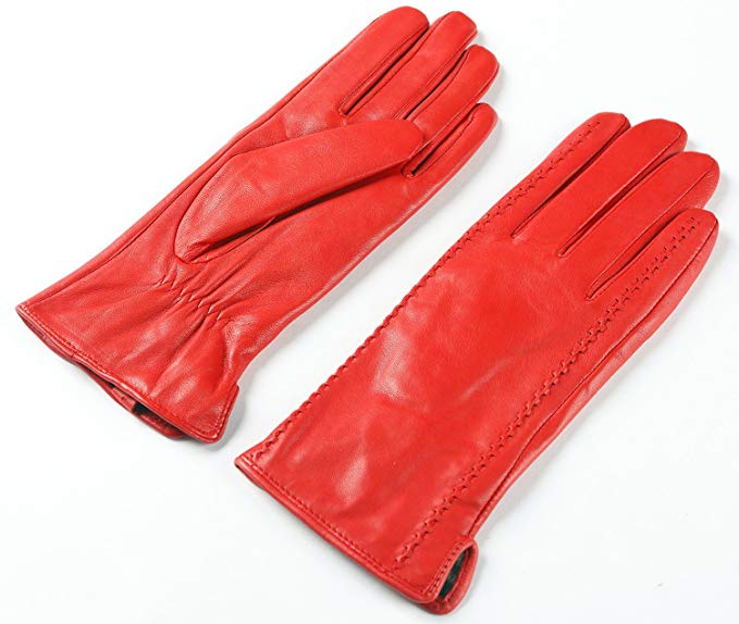 Ambesi Women's Classic Fleece Lined Nappa Leather Winter Gloves