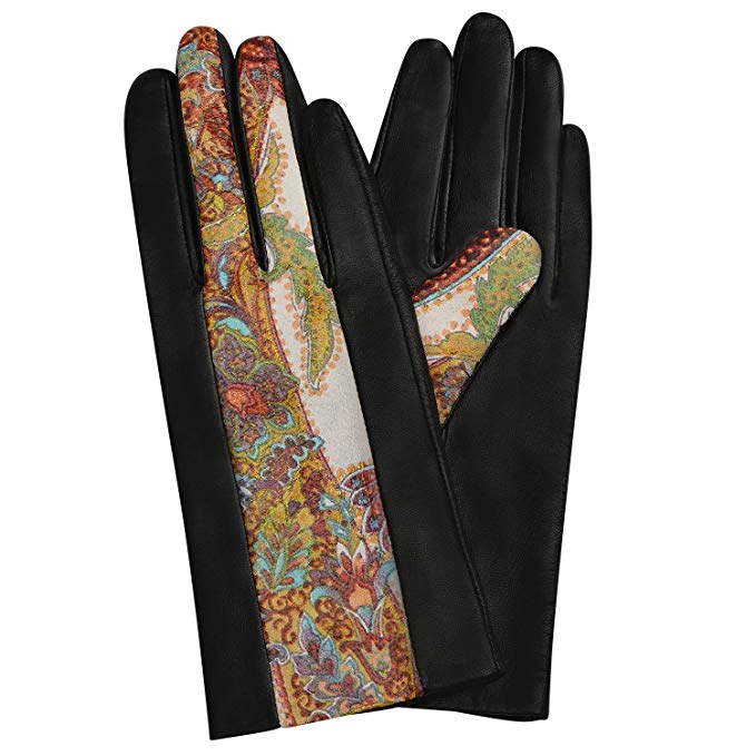 GSG Halloween Leather Gloves Women Costumes Winter Warm Touchscreen Gloves Paisley Italian Genuine Nappa Nice Gifts