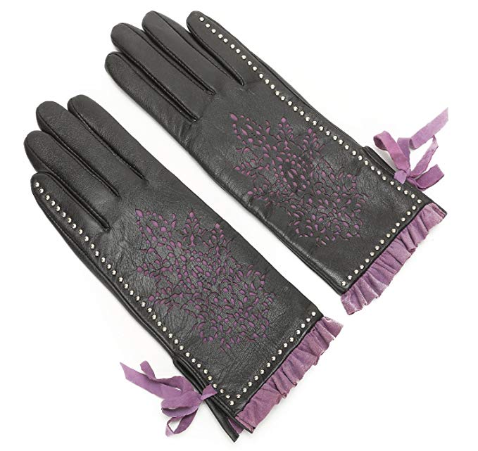 Ambesi Women's Sculpture Geniune Nappa Leather Winter Glove