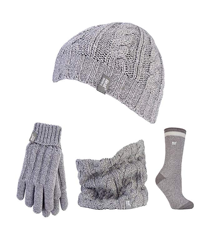 Heat Holders - Ladies Thermal Winter Hat, Glove, Neck Warmer & Socks Set S/M