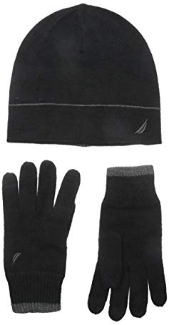 Nautica Men's Reversible Beanie and Tech Glove Set