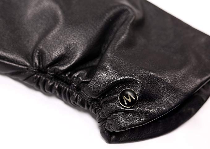 MoDA Ms Helsinki Women's Touchscreen Leather Gloves with Ruched Cuff