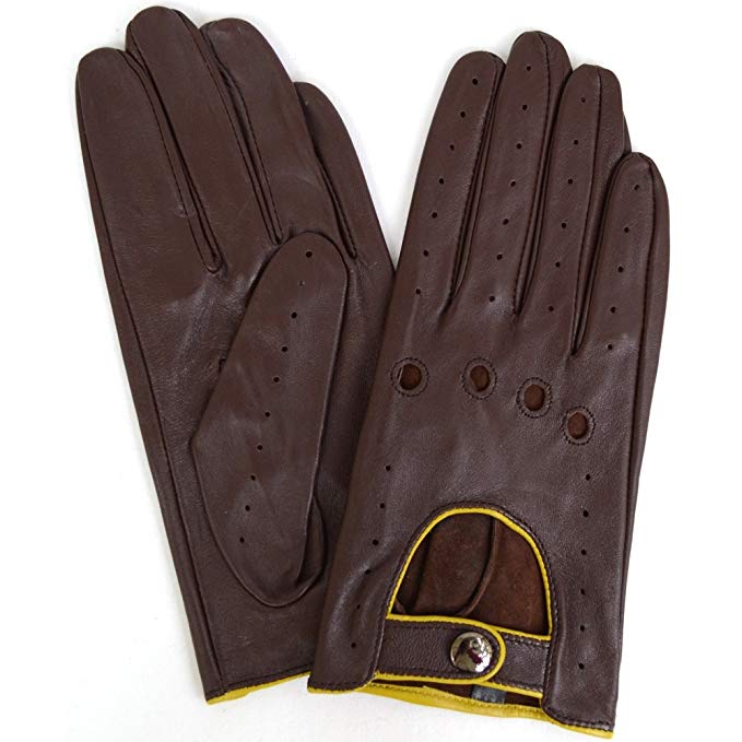 Ladies Butter Soft Leather Driving Glove with Attractive Trim (Black or Brown)