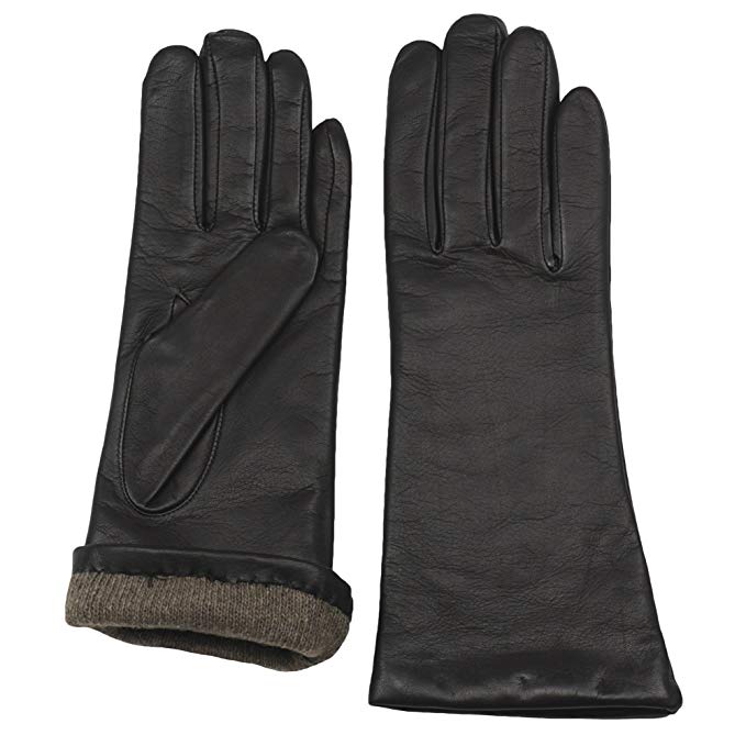 GRANDOE Women’s MELODY Sheepskin Leather Glove, Warm Cashmere Lined 3 btn length