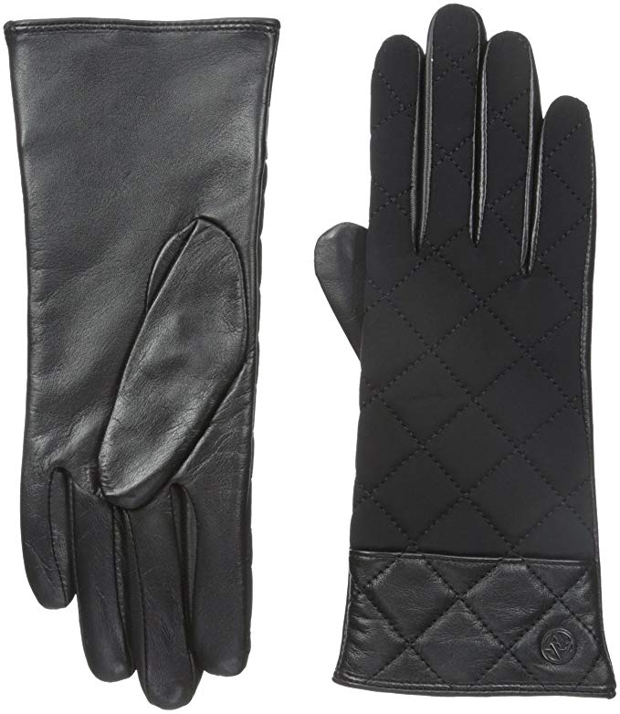 Adrienne Vittadini Women's Leather and Spandex Gloves with Cashmere Lining