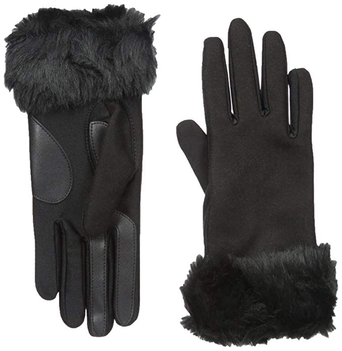 Isotoner Women's Boiled Wool smarTouch Gloves with Faux Fur