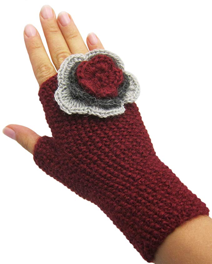 Handmade Pure Alpaca Fingerless Gloves - Knitted By Hand (CUSTOM MADE)