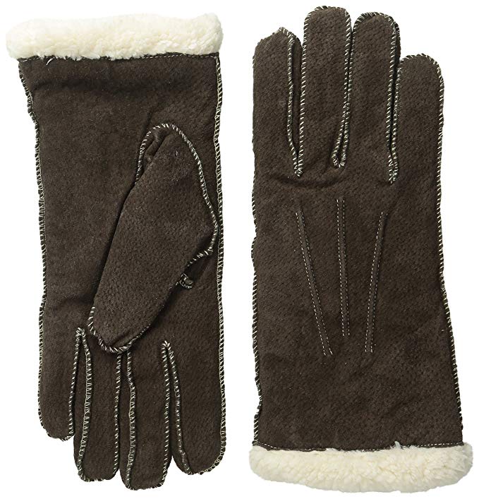 Isotoner Women's Sherpasoft Pigsplit Glove with Moccasin Stitch