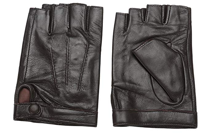 NappaNovum Women's Half Finger Leather With Silk Lining Performance Cycling Driving Gloves