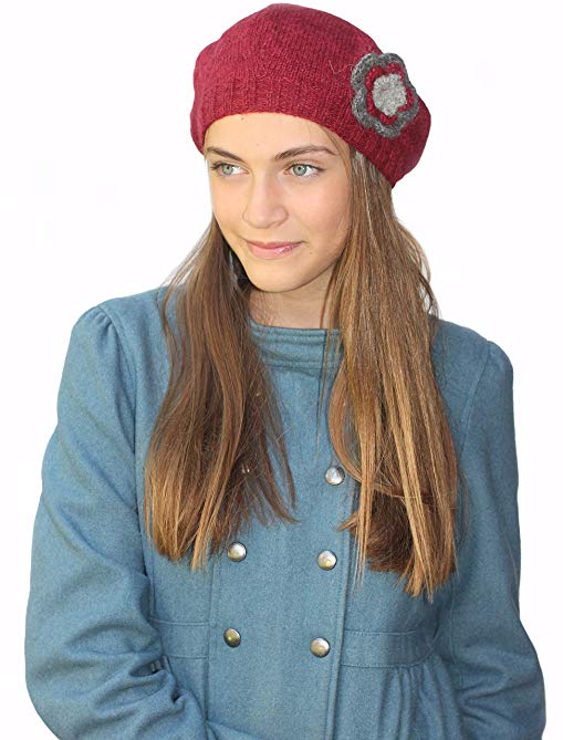 Knitted by Hand Pure Alpaca Beret Hat - Raspberry (Made to Order)