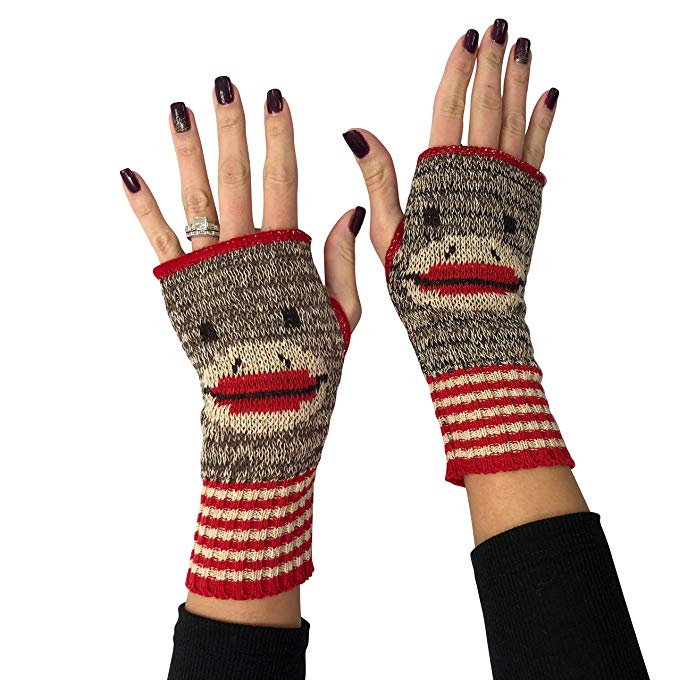 Green 3 Women's Recycled Cotton Hand Warmer Fingerless Gloves, Made in USA (One Size)