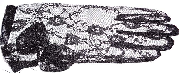 Fancy Black Lace 9 Inches Net Party Gloves