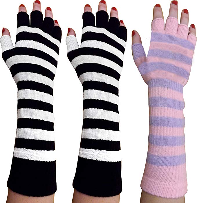 3 Pack Assortment Very Warm and Soft Winter Fingerless Gloves for Women