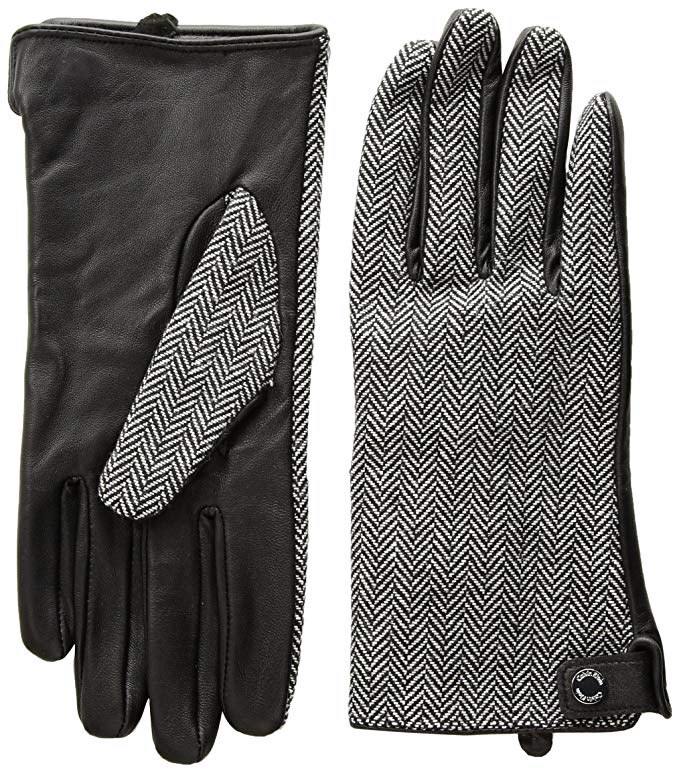 Calvin Klein Women's Leather Palm Herringbone Glove